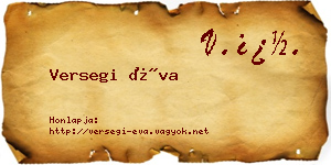 Versegi Éva névjegykártya